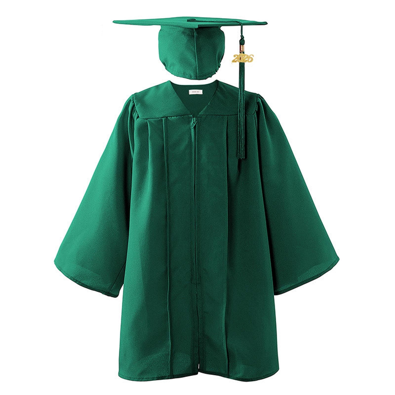 MKOSPLRT 2-Pack Kids' Graduation Dress 3-12 Years Shiny Full Zip Academic Robe and Cap Set with 2025 Tassel for School Ceremony Performance