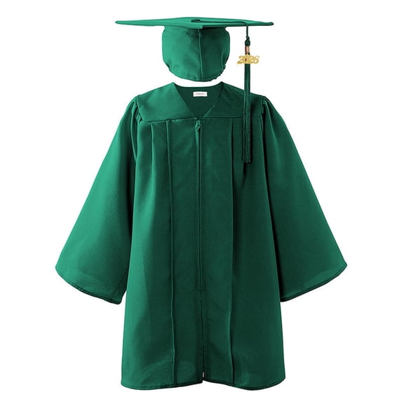 ZACPNCV Shiny Child Graduation Cap Gown Tassel and Charm Set Kindergarten Graduation and Kids Preschool Olive Green 3-4 Years