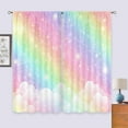 thumbnail image 3 of Colorful Rainbow Curtains for Girls Bedroom 42Wx63H Inch Rod Pocket Ombre Cute Pastel Kids Room Decor Sky Clouds Star Art Printed Baby Nursery Princess Girly Living Room Window Drapes 2 Panel, 3 of 5