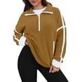 thumbnail image 5 of Womens Half Zip Sherpa Jacket Oversized Fleece Pullover with Hood Cozy Winter Sweatshirt Casual Wear Coffee XL, 5 of 5