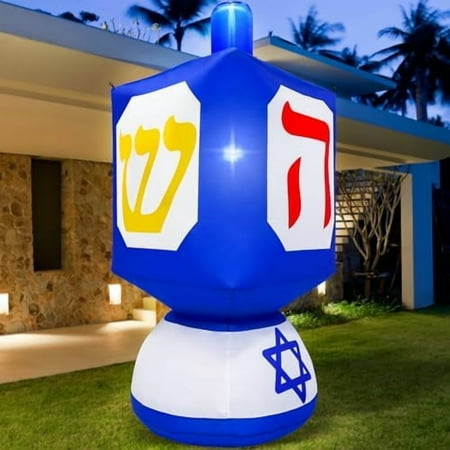 6 FT Hanukkah Inflatables Outdoor Decorations, Inflatable Dreidel Built-in LED Lights Blow Up Yard Decoration, Hanukkah Decorations for Home Garden Lawn Hanukkah Decor Holiday Party, G6-3