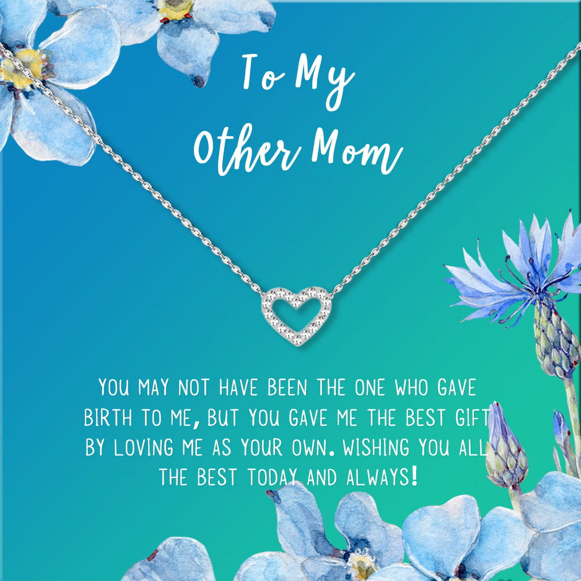To My Other Mother Card and Necklace Gift, Mother's Day Gift for Step Mom, Jewelry and Card, Gift for Mom, Pendant Necklace with Card, Gift Set for Mom [Silver Heart, 18" Chain]