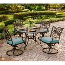 Cambridge Seasons 5-Piece Aluminum Outdoor Dining Set with Swivel Rockers, Seats 4