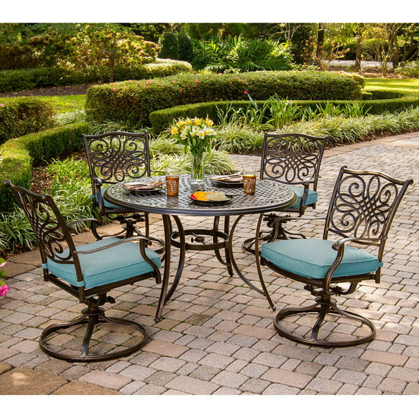 Cambridge Seasons 5 Piece Outdoor, Wicker Patio Dining Set With Swivel Chairs