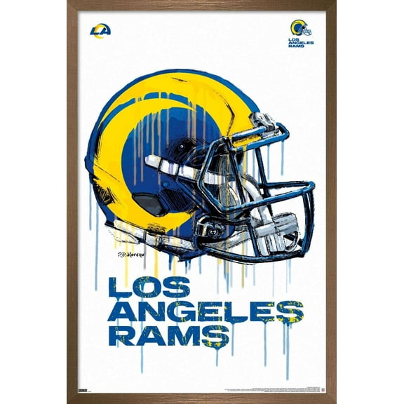 NFL Los Angeles Rams - Drip Helmet 20 Wall Poster, 14.725" x 22.375", Framed