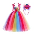 thumbnail image 4 of Vestido de niña con diadema, sin mangas, colorido arcoíris, de tul 110, 4 of 9
