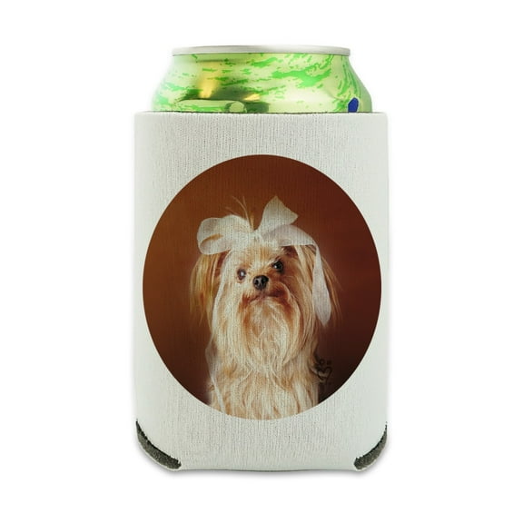 Yorkie Yorkshire Terrier Dog Bow In Hair Can Cooler - Drink Sleeve Hugger Collapsible Insulator - Beverage Insulated Holder