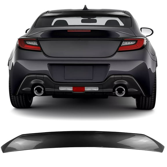 Ikon Motorsports Roof   Trunk Spoiler Compatible With 2022-2025 Subaru BRZ Toyota GR86, Painted #P8Y Magnetite Gray/Pavement Metallic ABS IKON Style Rear Window Visor Wing   TRD Style Trunk Spoiler