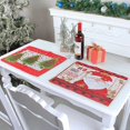 thumbnail image 5 of Juego de 2 manteles individuales navideños con diseño de muñeco de nieve y pino, lavables, decorativos, para cocina, fiestas, patio, cuadros rojos y negros, 13 x 17 pulgadas, 5 of 5