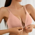 thumbnail image 2 of vigerkar Women's Front Closure Bras No Underwire Plunge V Neck Bra Low Cut Padded Bralettes Soft Comfy Seamless Everyday Bra Pink, S, 2 of 5