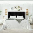 thumbnail image 2 of Sha Cerlin Queen Size Upholstered Platform Bed Frame with Velvet Channel Wingback Headboard, Black, 2 of 9