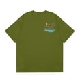 thumbnail image 4 of NAMTYQX Graphic Tees for Men Lounge Casual Crew Neck Patterns Breathable Plus Size Baggy Elastic Short Sleeve Lightweight Men's T-Shirts Army Green Size L, 4 of 5