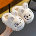 thumbnail image 2 of Fesfesfes Bunny Ear Kids Slippers Warm Fuzzy Indoor Outdoor Shoes for Children Cozy Winter House Shoes for Girls Boys Non Slip Sole Casual Footwear(White,5.5-6 Years), 2 of 5