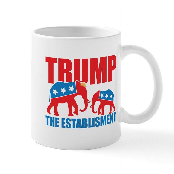 CafePress - Trump The Establishment Mug - 11 oz Ceramic Mug - Novelty Coffee Tea Cup