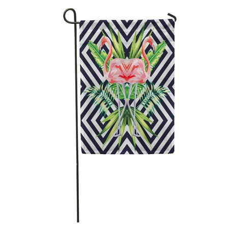 - SIDONKU Beautiful Bird Pink Flamingo Tropical Banana Leaves in Mirror Garden Flag Decorative Flag House Banner 12x18 inch