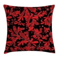 thumbnail image 1 of Red and Black Throw Pillow Cushion Cover, Indian Decor Oceanic Island Flowers Petals Leaves Art Print, Decorative Square Accent Pillow Case, 16 X 16 Inches, Scarlet Burgundy and White, by Ambesonne, 1 of 1