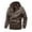 Coffee, variant on IYTR Men's Winter Warm Faux Leather Hooded Jacket with Hood Thickened Fleece Lined Pockets Zipper Motorcycle Outwear Coats Coffee L