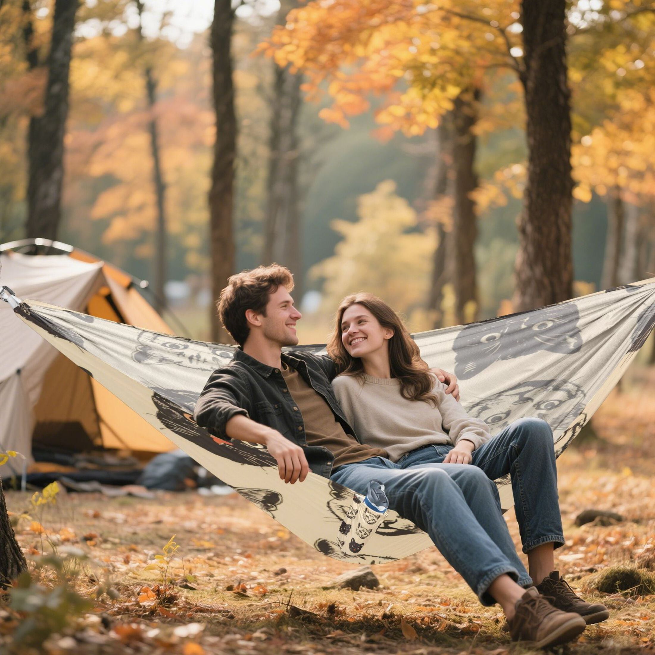 Hammock Camping Hammock Nylon Portable Hammock Travel Camping Hammock Black Cat