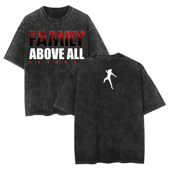 Roman Reigns Family Above All Washed Cotton T-shirt Fashion Short Sleeve Casual Tees
