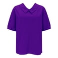 thumbnail image 3 of Ruyang Women's Autumn Lapel Art Solid Color Round Neck Button Loose Pullover Top Casual Shirt T Shirt Fashion Womens T Shirt, 3 of 4