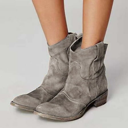 

Women s Shoes Casual Retro Roman Comfortable Low-heeled Slip-up Ankle Boots