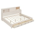 thumbnail image 3 of Full Size Wooden Daybed with 3 Storage Drawers, Upper Soft Board, shelf, and a set of Sockets and USB Ports, White, 3 of 11