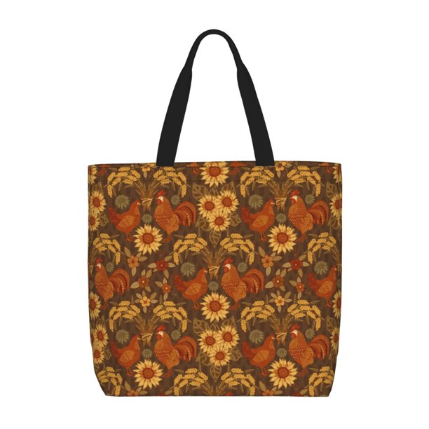 Easygdp Chicken And Rooster Bolsa Tote para Mujer, Bolso de Hombro para Trabajo, Playa, Viajes, Compras y Supermercado