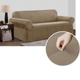 thumbnail image 1 of SmartFit 1-Piece Soft Touch Stretch Sofa Furniture Cover, Tan, 1 of 6