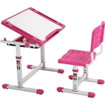 PayLessHere Kids Desk and Chair Set,Height Adjustable with Pull Out Drawer Storage,Pink