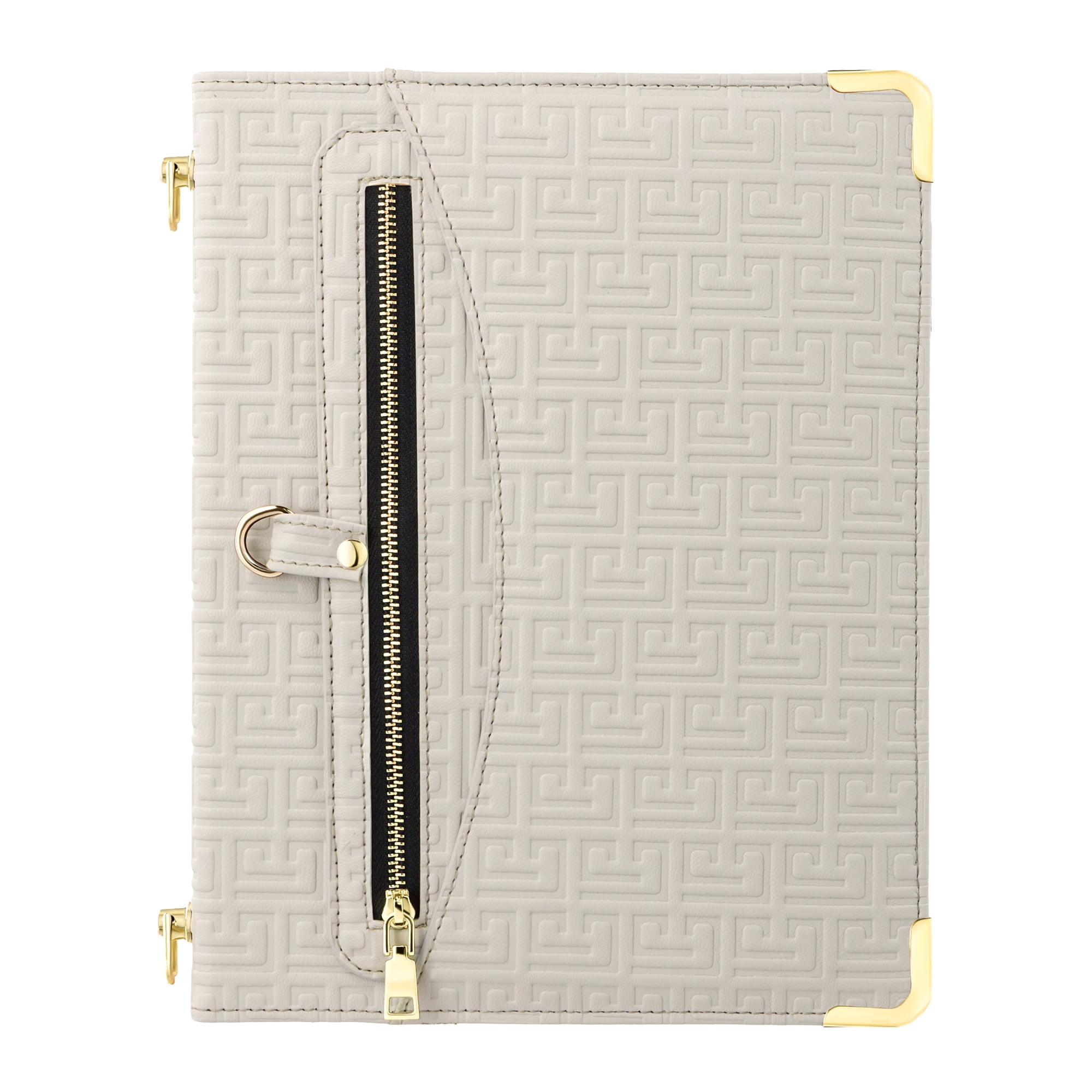 for iPad Air 11 2024/Pro 11 2022 2021 2020 2018/Air 4/Air 5, Protective Folio Case with Card Slots & Zipper Pocket & Pencil Holder, Stand Wallet PU Leather Portable Crossbody Strap Cover, Beige