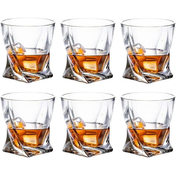 6 Pack Old Fashioned Whiskey Glasses, 10 oz Heavy Base Glasses Tumbler Crystal Glassware Set for Drinking Bourbon, Scotch