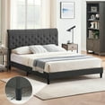 thumbnail image 2 of Twin/Full/Queen Size Bed Frame with Curved Headboard, Fabric Upholstered Platform Bed Frame with Adjustable Headboard, Mattress Foundation, Easy Assembly, No Box Spring Needed, 2 of 8