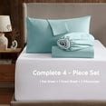 thumbnail image 2 of Clara Clark King Sheets Set, Hotel Luxury 4 PIece Deep Pocket Sheets, Ultra Soft Microfiber Bed Sheets Set, Light Blue, 2 of 9