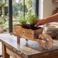 thumbnail image 6 of Hyknon Wooden Wagon Plantser Box, Garden Plants Cart with Wheels Handle, Rural Farmhouse Flower Basket, Cart Storage Basket Decor for Home Garden Outdoor Balcony Vegetables Flowers Herbs 18.5"L 7.5"H, 6 of 7