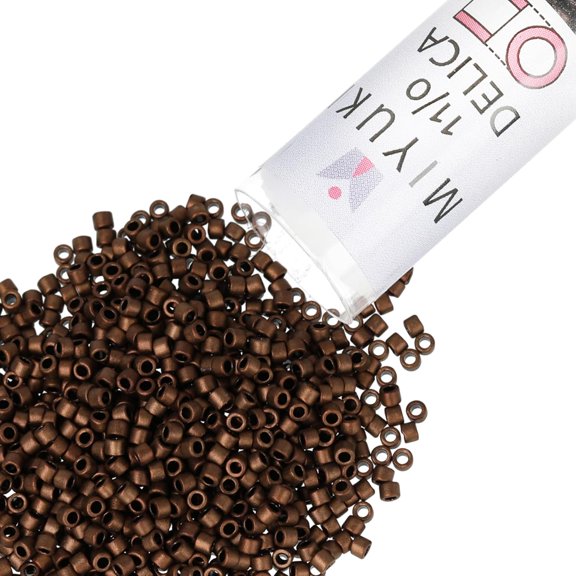 Miyuki Delica Seed Beads – Size 11/0 (1.6 mm), DB1051, Matte Metallic Bronze/Gold Iris, 7.2 g, Approx. 1440 Beads