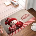 thumbnail image 5 of 1pc Snowman with Christmas Heart Absorbent Non-Slip Bathroom Thickened Flannel Rug Decor,Soft,Quick Drying,Suitable For Indoor/outdoor Use,Bathrooms,Bedrooms,Kitchens,Terrace,Laundry Rooms,16"x24", 5 of 9