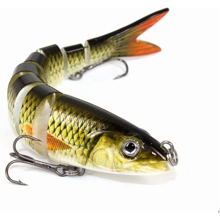 8 Segment Swimbait Lures Fishing Lures Hard Bait Minnow VIB Lure with Treble Hook Life-Like Swimbait Fishing Bait 3D Eyes Popper Crankbait Vibe Sinking Lure for Bass Trout Walleye