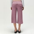 thumbnail image 4 of IYYVV Gaucho Pants Women Fold Over Cropped Capri Pants Low Rise Wide Leg Yoga Capris Palazzo Culotte Stretch Bottoms Red S, 4 of 6
