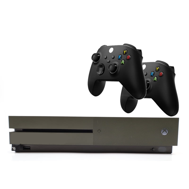 Restored Microsoft Xbox One S Game Console Military Green Disc Edition 1TB with Two Retrofam Controllers (Refurbished)