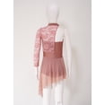 thumbnail image 4 of TiaoBug Big Girls Lyrical Dance Costume Single Long Sleeve Lace Patchwork Modern Ballet Dance Dress Dusty Pink 8, 4 of 7