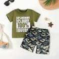thumbnail image 2 of Xudanell Toddler Boy Summer Clothes Outfits Little Kids Short Sleeve Funny Letter Print T-Shirt Camo Shorts Clothing Set (Mint Green, 18-24 Months), 2 of 4