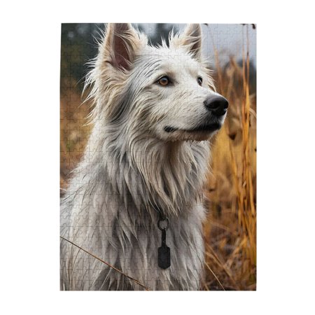1000-Piece Wooden Jigsaw Puzzle for Adults - Dog Outdoors Meadow Forest Interlocking Pieces with Guide Letters Holiday Gift & Home Decor