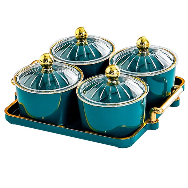 Juego de bandejas para frutos secos, bandeja para bocadillos, plato para bocadillos, organizador de condimentos, plato para dulces para sala de estar, 4 cuadrícula