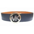 thumbnail image 2 of Michael Kors Reversible Black/Tan Two Tone MK Circle Logo Buckle Belt, L, 2 of 4
