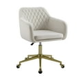 thumbnail image 4 of Linon Abram Task Chair with Adjustable Height & Swivel, 275 lb. Capacity, Off White Velvet Fabric, 4 of 11