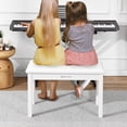 thumbnail image 4 of MUSTAR Wooden Duet Piano Bench with Storage Compartment,Padded Dual Seat,Keyboards Organ Stool with Hidden Sheet Music Organizer(White), 4 of 18