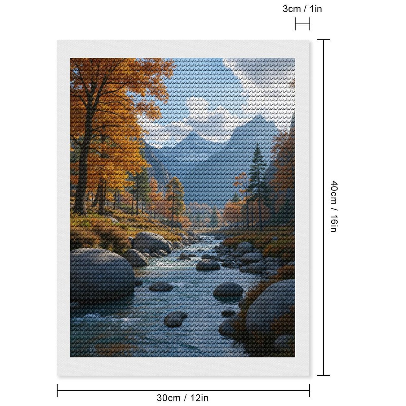 Diamond Art Kits for Adults - Autumn River Scenic Mountain Landscape 5d Diamond Painting for Adults, Diamond Art for Adults Beginners, Frameless Diamond Painting Kits for Adults for Home Wall Decor