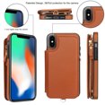 thumbnail image 7 of Wallet Case for Apple iPhone XS/ iPhone X, with Crossbody Shoulder Strap & Hand Wrist Cards Holder Zipper Pocket Stand Feature Full Protective Shockpoof Phone Case for iPhone XS/X, Brown, 7 of 7