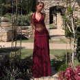 thumbnail image 4 of EASYBRAUS Women V Neck Strap Maxi Dress Summer Sleeveless Ruched Sexy Vacation Dress, 4 of 5