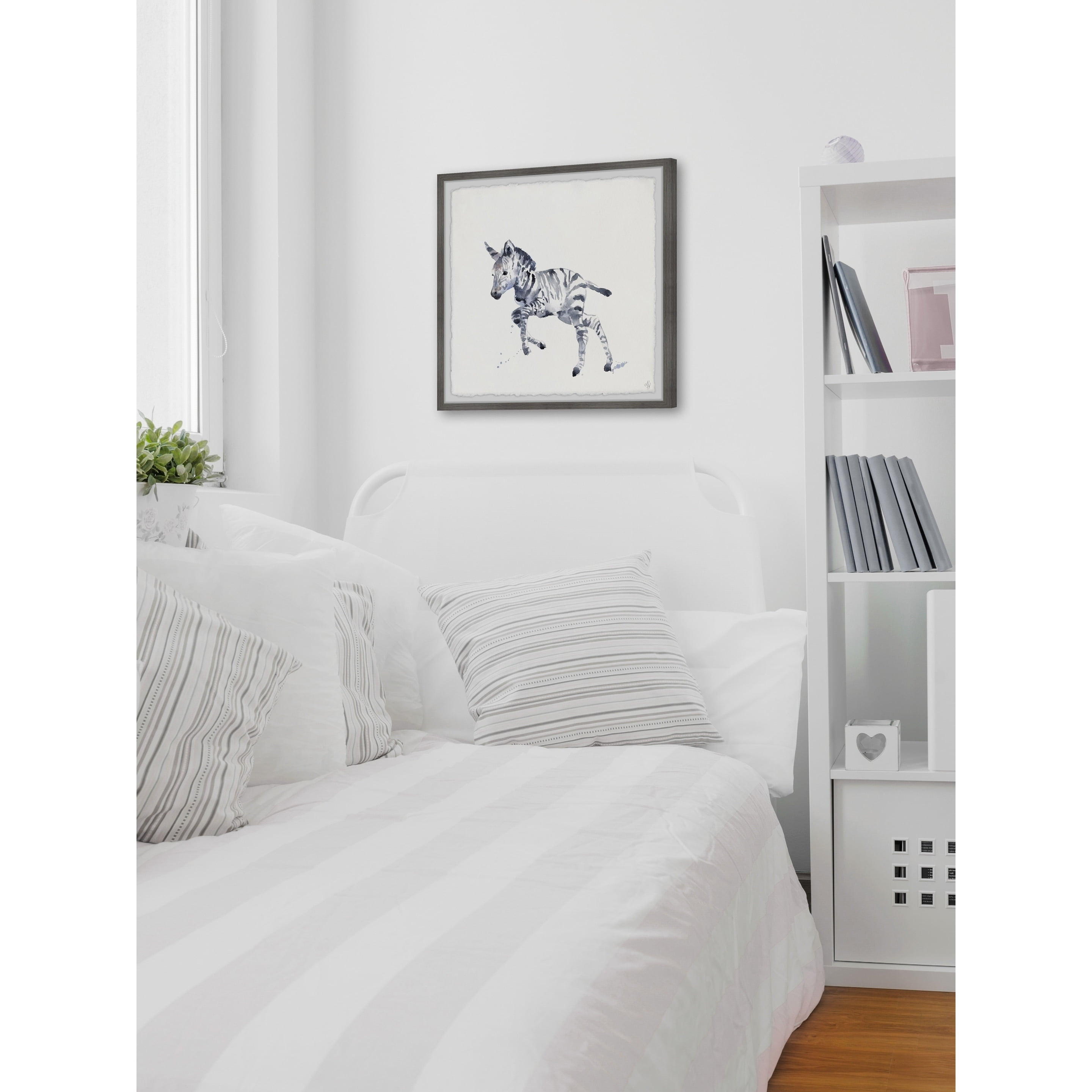 Marmont Hill Running Zebra Framed Wall Art, 24.00" x 1.50"